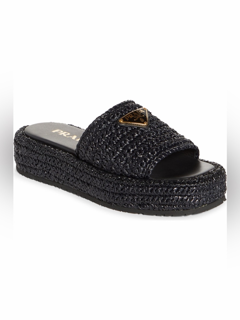 NIB Prada Raffia Flatform Slide Sandal Size EU 37 US 7